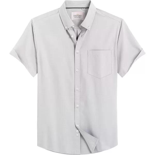 Alimens &amp; Gentle Men's Short Sleeve Oxford Shirt Regular Fit Button Down Collar Shirts with Pocket