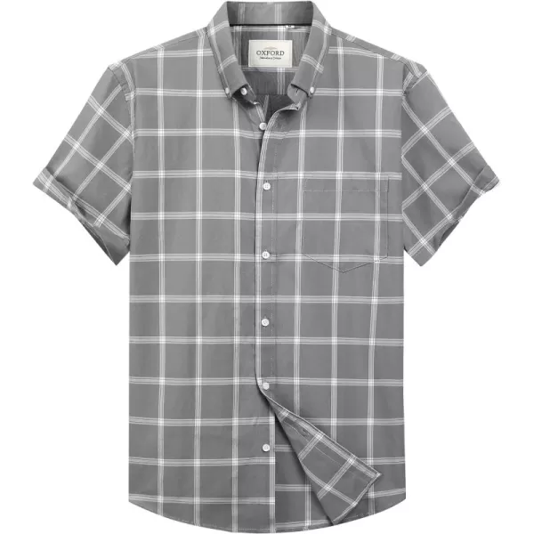 Alimens &amp; Gentle Men's Short Sleeve Oxford Shirt Regular Fit Button Down Collar Shirts with Pocket
