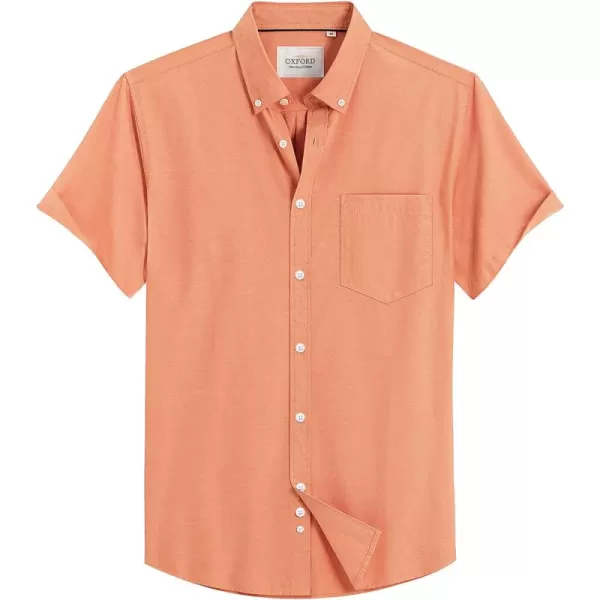 Alimens &amp; Gentle Men's Short Sleeve Oxford Shirt Regular Fit Button Down Collar Shirts with Pocket