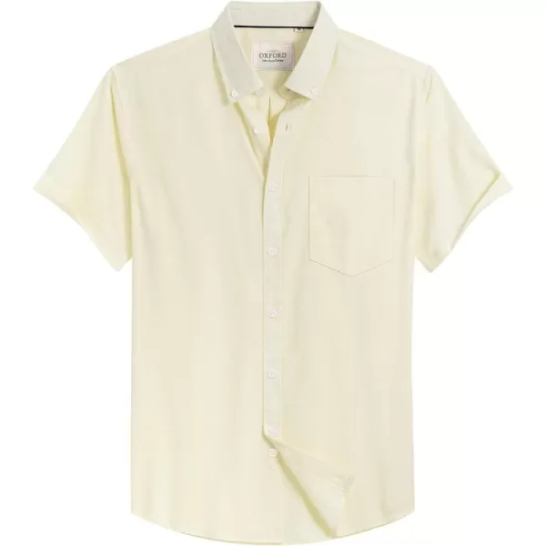 Alimens &amp; Gentle Men's Short Sleeve Oxford Shirt Regular Fit Button Down Collar Shirts with Pocket