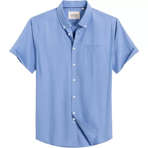 Alimens &amp; Gentle Men's Short Sleeve Oxford Shirt Regular Fit Button Down Collar Shirts with Pocket