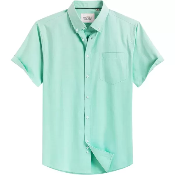 Alimens &amp; Gentle Men's Short Sleeve Oxford Shirt Regular Fit Button Down Collar Shirts with Pocket