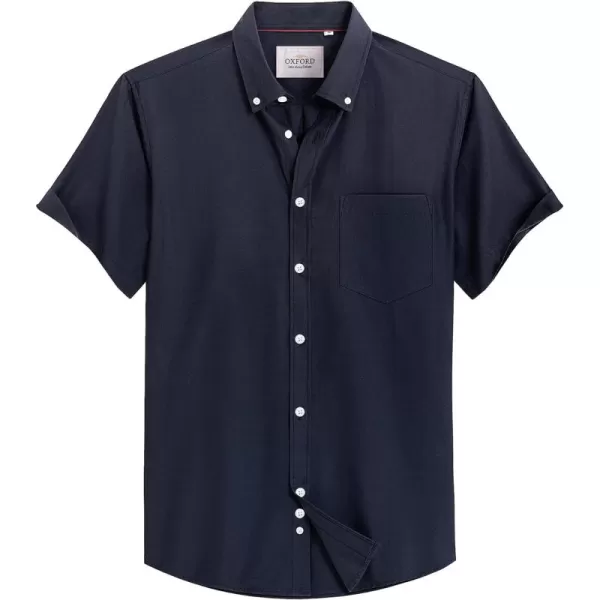 Alimens &amp; Gentle Men's Short Sleeve Oxford Shirt Regular Fit Button Down Collar Shirts with Pocket