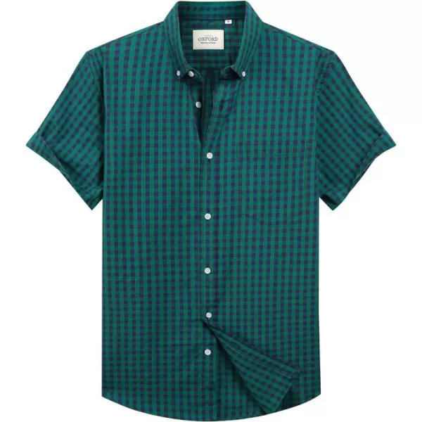 Alimens &amp; Gentle Men's Short Sleeve Oxford Shirt Regular Fit Button Down Collar Shirts with Pocket