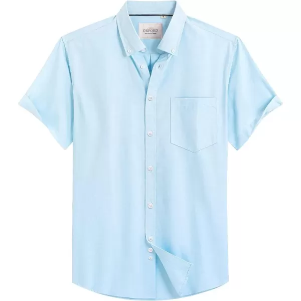 Alimens &amp; Gentle Men's Short Sleeve Oxford Shirt Regular Fit Button Down Collar Shirts with Pocket