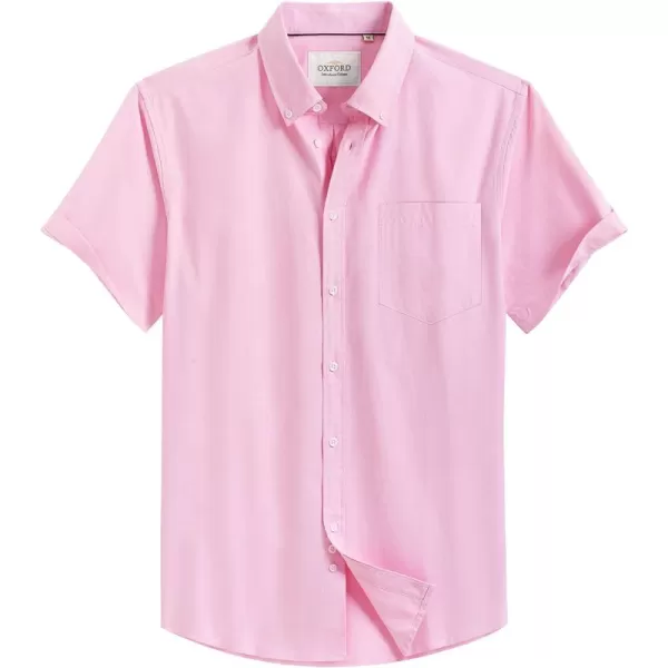 Alimens &amp; Gentle Men's Short Sleeve Oxford Shirt Regular Fit Button Down Collar Shirts with Pocket