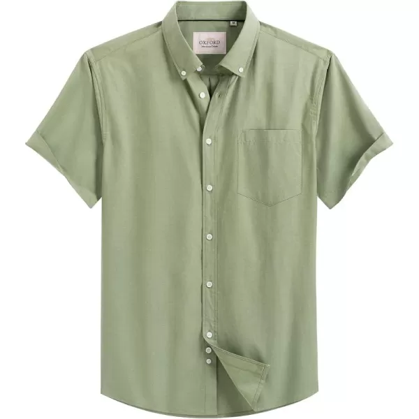 Alimens &amp; Gentle Men's Short Sleeve Oxford Shirt Regular Fit Button Down Collar Shirts with Pocket