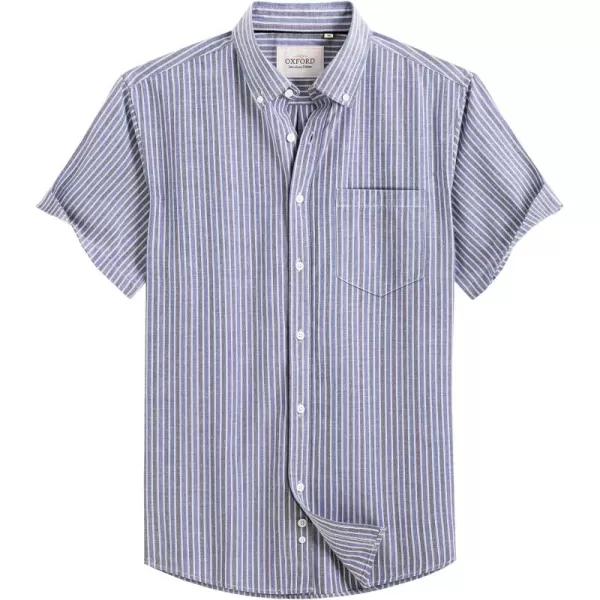 Alimens &amp; Gentle Men's Short Sleeve Oxford Shirt Regular Fit Button Down Collar Shirts with Pocket