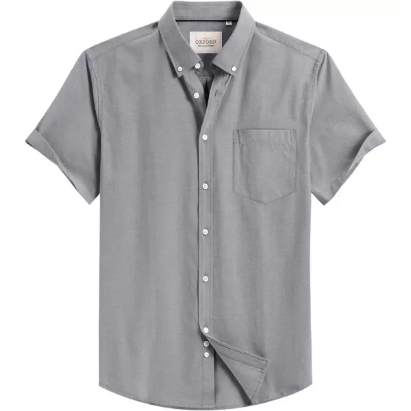 Alimens &amp; Gentle Men's Short Sleeve Oxford Shirt Regular Fit Button Down Collar Shirts with Pocket