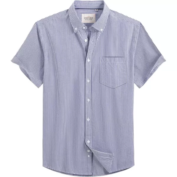 Alimens &amp; Gentle Men's Short Sleeve Oxford Shirt Regular Fit Button Down Collar Shirts with Pocket