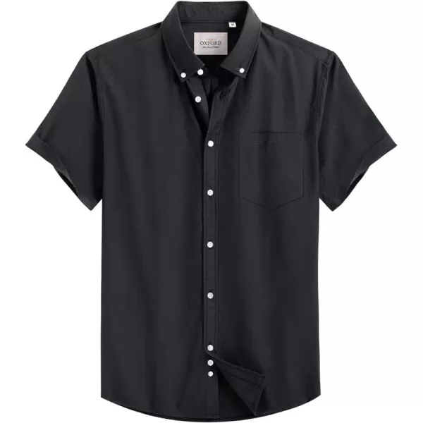 Alimens &amp; Gentle Men's Short Sleeve Oxford Shirt Regular Fit Button Down Collar Shirts with Pocket