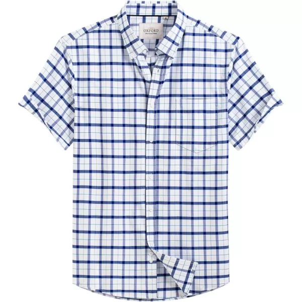 Alimens &amp; Gentle Men's Short Sleeve Oxford Shirt Regular Fit Button Down Collar Shirts with Pocket