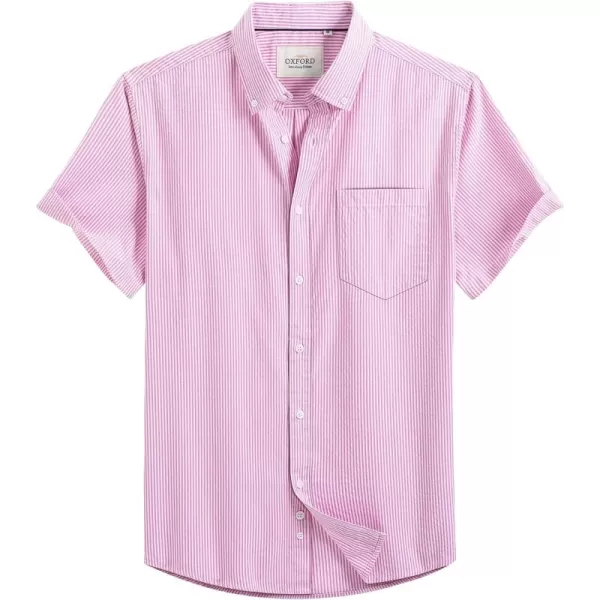 Alimens &amp; Gentle Men's Short Sleeve Oxford Shirt Regular Fit Button Down Collar Shirts with Pocket