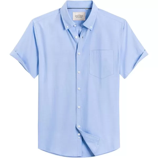 Alimens &amp; Gentle Men's Short Sleeve Oxford Shirt Regular Fit Button Down Collar Shirts with Pocket