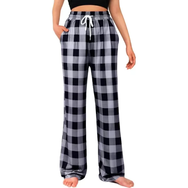 Alimens &amp; Gentle Womens Pajama Pants Plaid Stretch Comfy Lounge Pants Drawstring Sleep Bottoms with Pockets