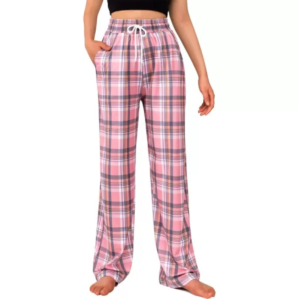 Alimens &amp; Gentle Womens Pajama Pants Plaid Stretch Comfy Lounge Pants Drawstring Sleep Bottoms with Pockets