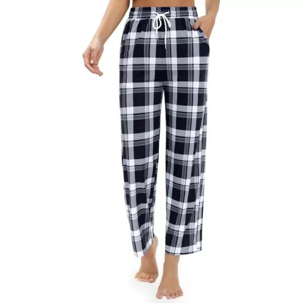 Alimens &amp; Gentle Womens Pajama Pants Plaid Stretch Comfy Lounge Pants Drawstring Sleep Bottoms with Pockets