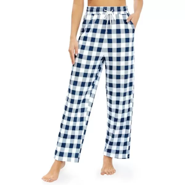 Alimens &amp; Gentle Womens Pajama Pants Plaid Stretch Comfy Lounge Pants Drawstring Sleep Bottoms with Pockets