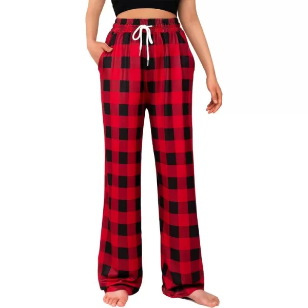 Alimens &amp; Gentle Womens Pajama Pants Plaid Stretch Comfy Lounge Pants Drawstring Sleep Bottoms with Pockets