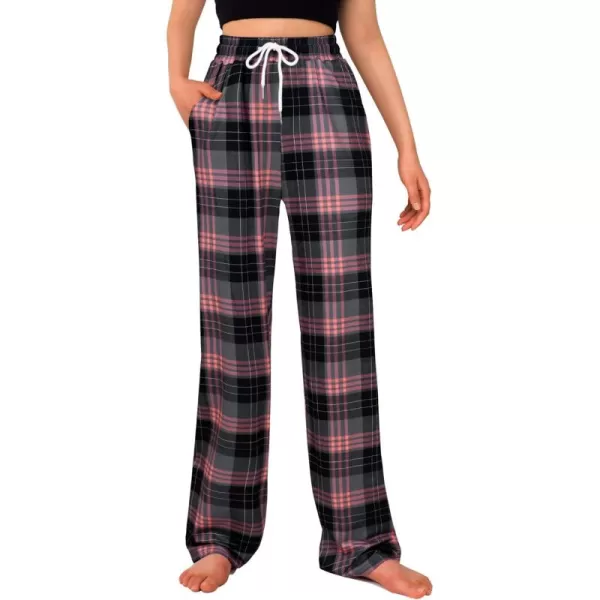 Alimens &amp; Gentle Womens Pajama Pants Plaid Stretch Comfy Lounge Pants Drawstring Sleep Bottoms with Pockets