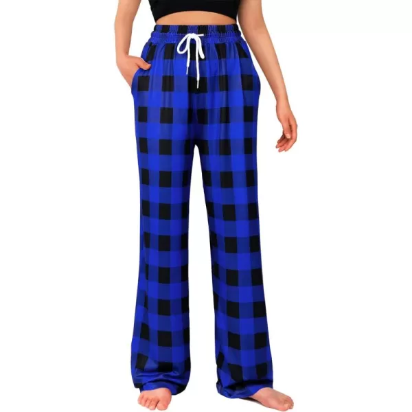 Alimens &amp; Gentle Womens Pajama Pants Plaid Stretch Comfy Lounge Pants Drawstring Sleep Bottoms with Pockets