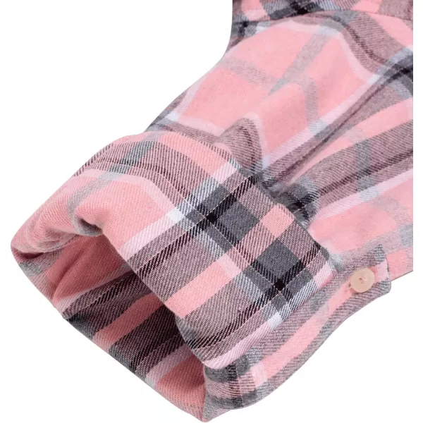 Alimens &amp; Gentle Womens Plaid Flannel Shirts Long Sleeve Roll Up Casual Button Down Shirt
