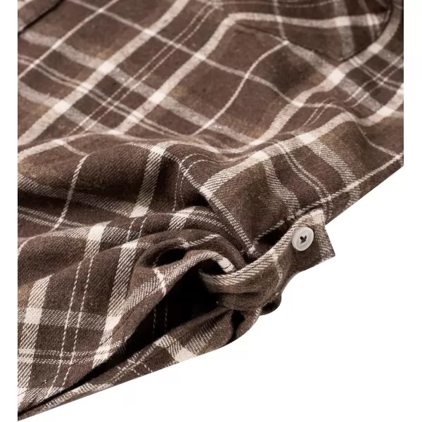 Alimens &amp; Gentle Womens Plaid Flannel Shirts Long Sleeve Roll Up Casual Button Down Shirt