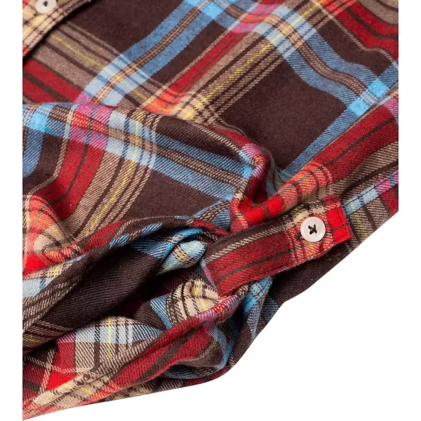Alimens &amp; Gentle Womens Plaid Flannel Shirts Long Sleeve Roll Up Casual Button Down Shirt