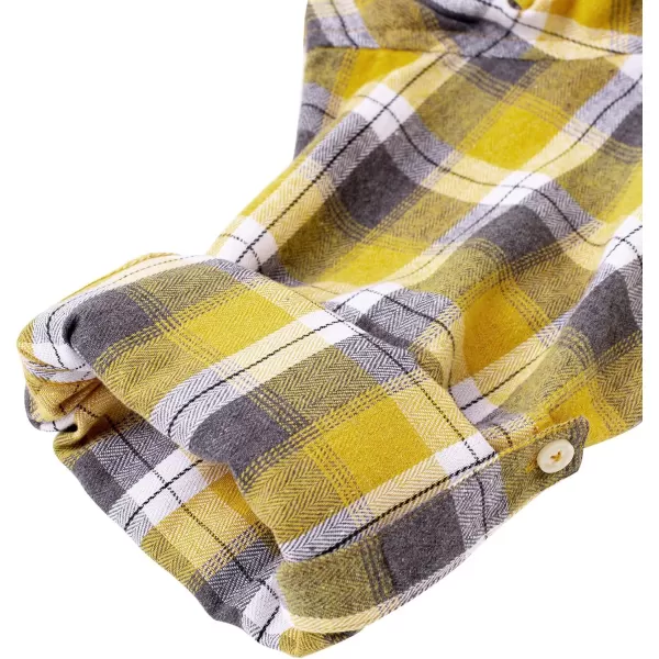 Alimens &amp; Gentle Womens Plaid Flannel Shirts Long Sleeve Roll Up Casual Button Down Shirt