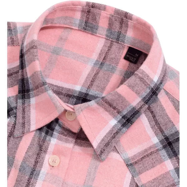 Alimens &amp; Gentle Womens Plaid Flannel Shirts Long Sleeve Roll Up Casual Button Down Shirt