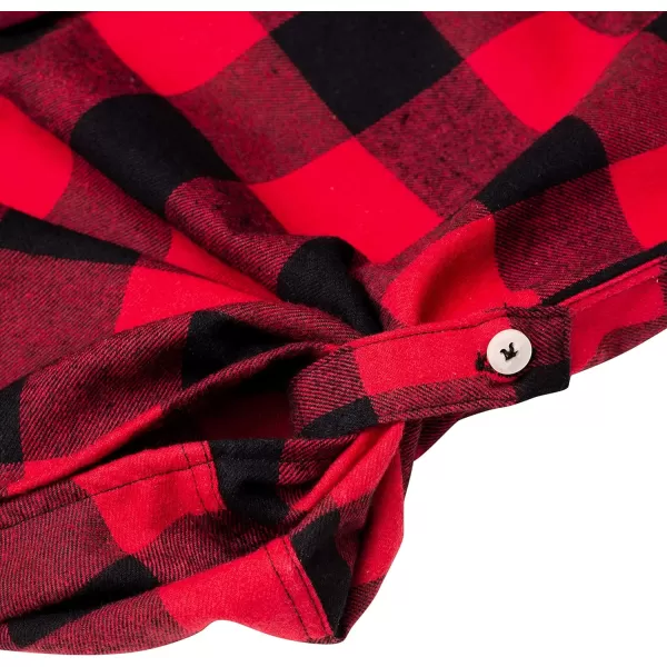 Alimens &amp; Gentle Womens Plaid Flannel Shirts Long Sleeve Roll Up Casual Button Down Shirt