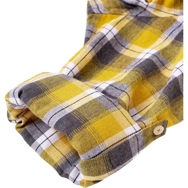 Alimens &amp; Gentle Womens Plaid Flannel Shirts Long Sleeve Roll Up Casual Button Down Shirt