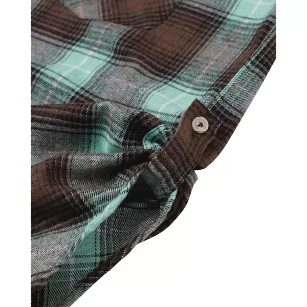 Alimens &amp; Gentle Womens Plaid Flannel Shirts Long Sleeve Roll Up Casual Button Down Shirt