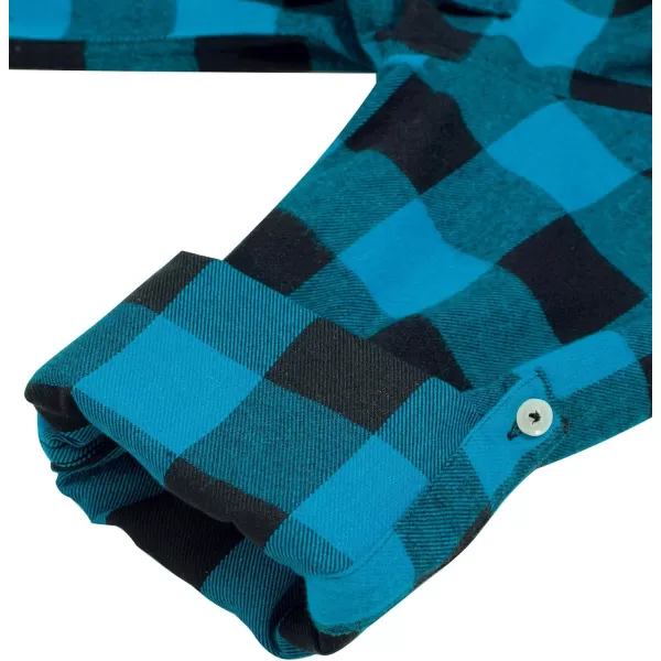 Alimens &amp; Gentle Womens Plaid Flannel Shirts Long Sleeve Roll Up Casual Button Down Shirt