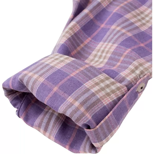 Alimens &amp; Gentle Womens Plaid Flannel Shirts Long Sleeve Roll Up Casual Button Down Shirt