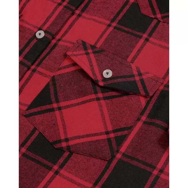 Alimens &amp; Gentle Womens Plaid Flannel Shirts Long Sleeve Roll Up Casual Button Down Shirt