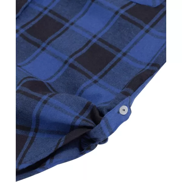 Alimens &amp; Gentle Womens Plaid Flannel Shirts Long Sleeve Roll Up Casual Button Down Shirt