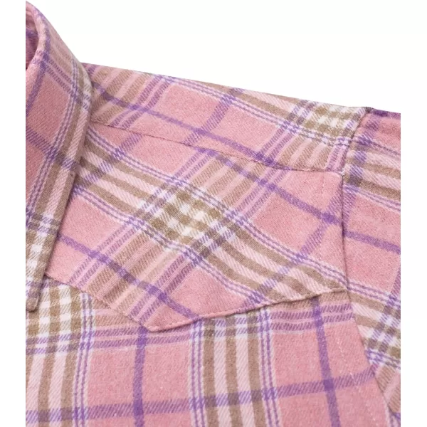 Alimens &amp; Gentle Womens Plaid Flannel Shirts Long Sleeve Roll Up Casual Button Down Shirt