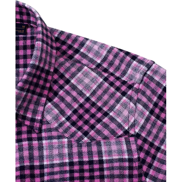 Alimens &amp; Gentle Womens Plaid Flannel Shirts Long Sleeve Roll Up Casual Button Down Shirt
