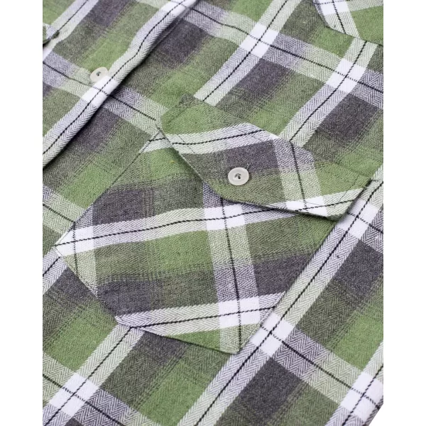 Alimens &amp; Gentle Womens Plaid Flannel Shirts Long Sleeve Roll Up Casual Button Down Shirt