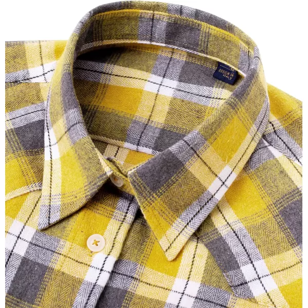 Alimens &amp; Gentle Womens Plaid Flannel Shirts Long Sleeve Roll Up Casual Button Down Shirt