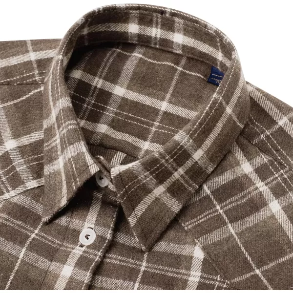 Alimens &amp; Gentle Womens Plaid Flannel Shirts Long Sleeve Roll Up Casual Button Down Shirt