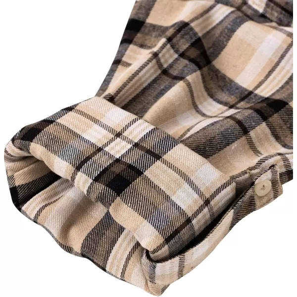 Alimens &amp; Gentle Womens Plaid Flannel Shirts Long Sleeve Roll Up Casual Button Down Shirt