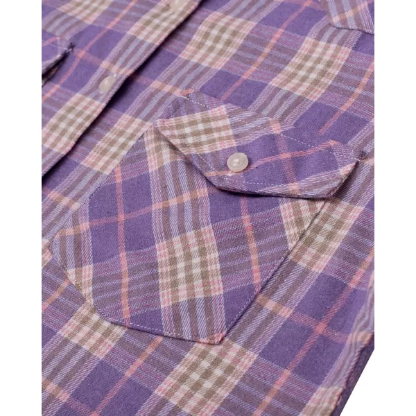 Alimens &amp; Gentle Womens Plaid Flannel Shirts Long Sleeve Roll Up Casual Button Down Shirt