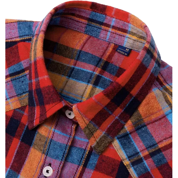Alimens &amp; Gentle Womens Plaid Flannel Shirts Long Sleeve Roll Up Casual Button Down Shirt