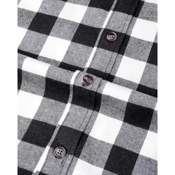 Alimens &amp; Gentle Womens Plaid Flannel Shirts Long Sleeve Roll Up Casual Button Down Shirt