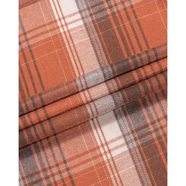Alimens &amp; Gentle Womens Plaid Flannel Shirts Long Sleeve Roll Up Casual Button Down Shirt