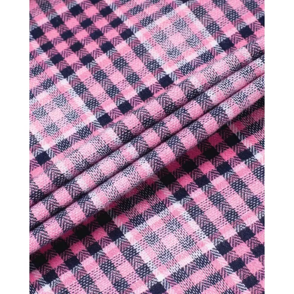 Alimens &amp; Gentle Womens Plaid Flannel Shirts Long Sleeve Roll Up Casual Button Down Shirt