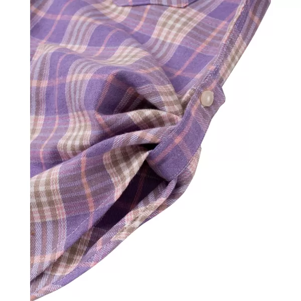 Alimens &amp; Gentle Womens Plaid Flannel Shirts Long Sleeve Roll Up Casual Button Down Shirt