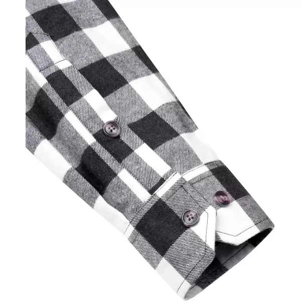 Alimens &amp; Gentle Womens Plaid Flannel Shirts Long Sleeve Roll Up Casual Button Down Shirt